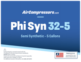 Thumbnail of Phi Syn 32 5 gallons semi synthetic air compressor oil product label